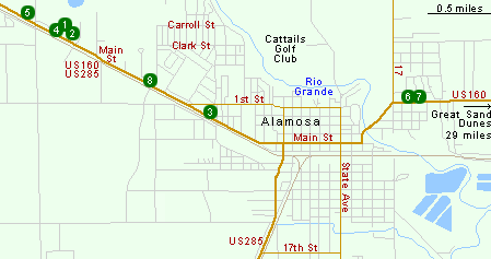 Map of Hotels in Alamosa