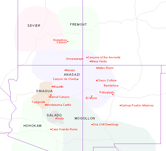 Map of Ancient Civilizations of the Four Corners States