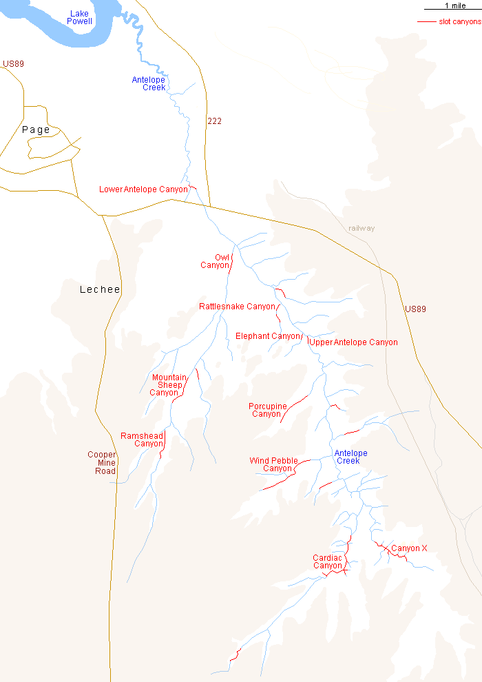 Map of Antelope Canyon