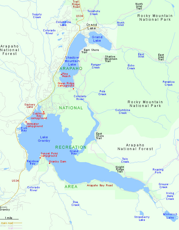 Map of Arapaho National Recreation Area