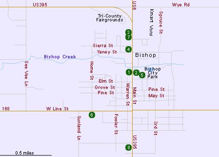 Map of Hotels in Bishop
