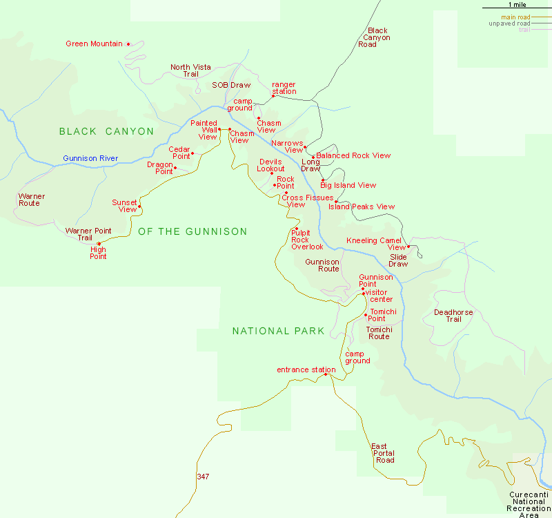 Map of Black Canyon of the Gunnison National Park