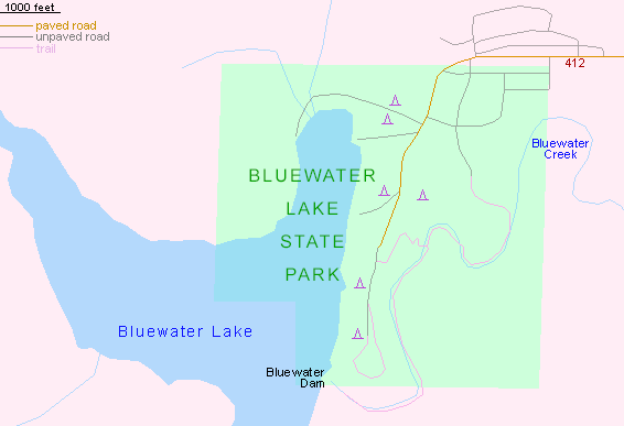 Map of Bluewater Lake State Park