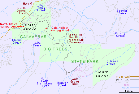 Map of Calaveras Big Trees