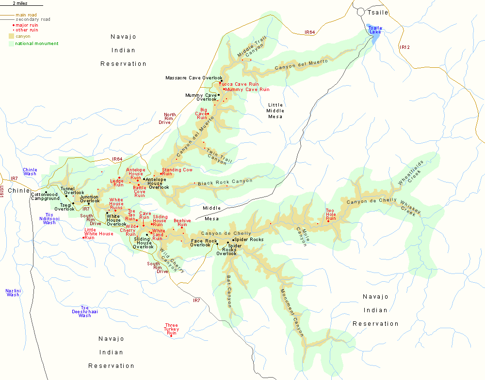 Map of Canyon de Chelly National Monument