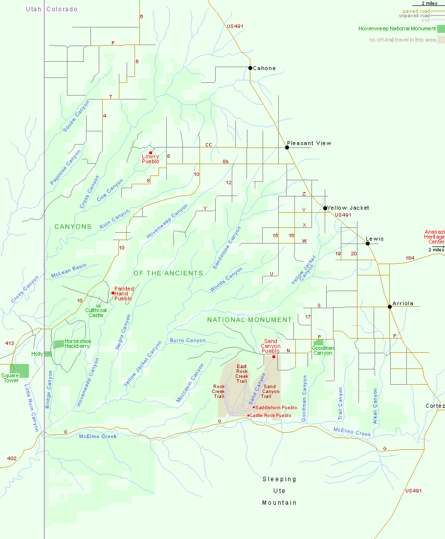 Map of Canyons of the Ancients National Monument