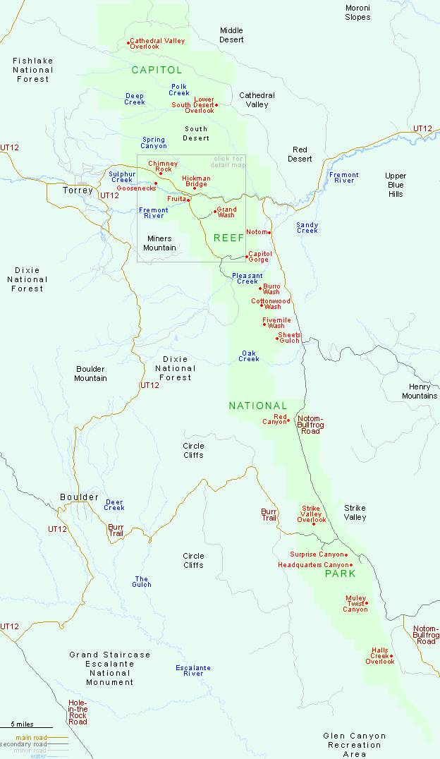 Map of Capitol Reef National Park, Utah