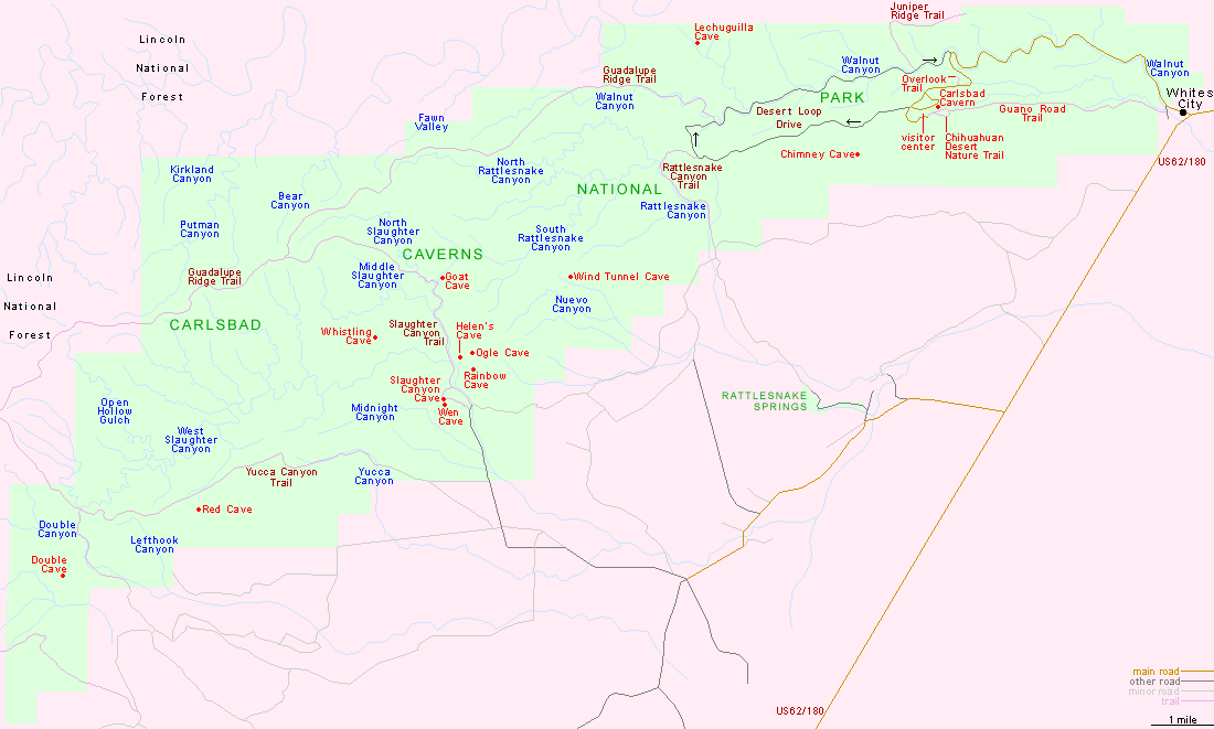 Map of Carlsbad Caverns National Park