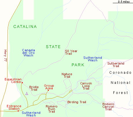 Map of Catalina State Park