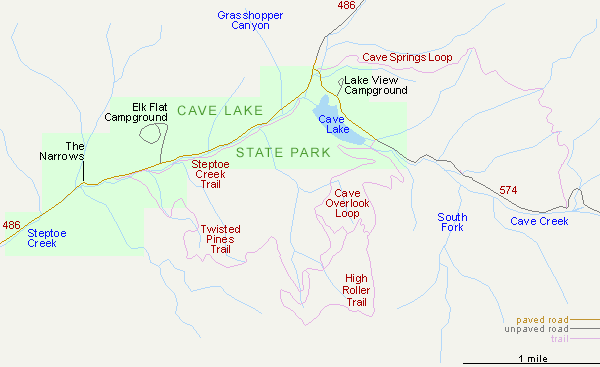 Map of Cave Lake State Park