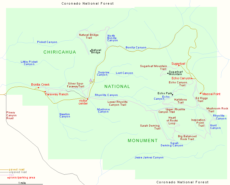 Map of Chiricahua National Monument