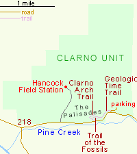 Map of the Clarno Unit, John Day Fossil Beds National Monument