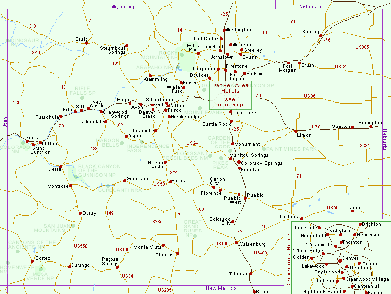 Map of Hotels in Colorado