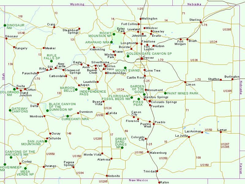 Map Of National Parks And National Monuments In Colorado