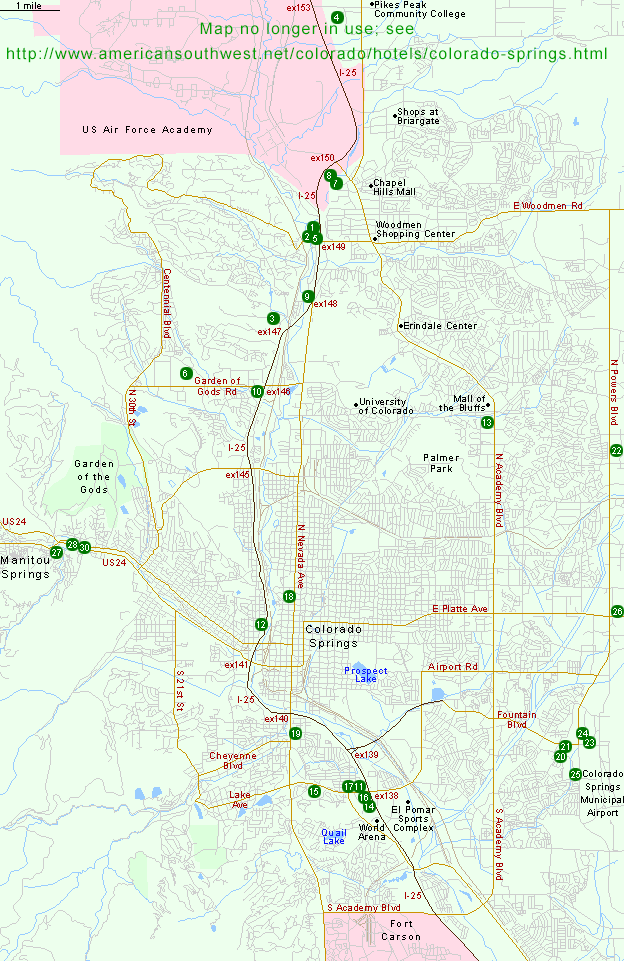 Map of Hotels in Colorado Springs, CO