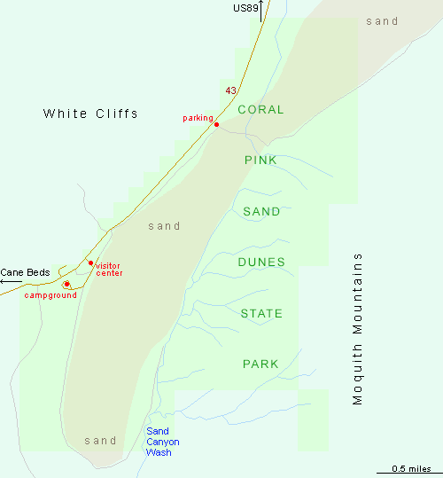 Map of Coral Pink Sand Dunes State Park