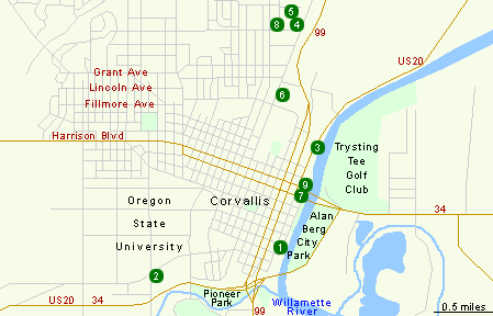 Map of Hotels in Corvallis