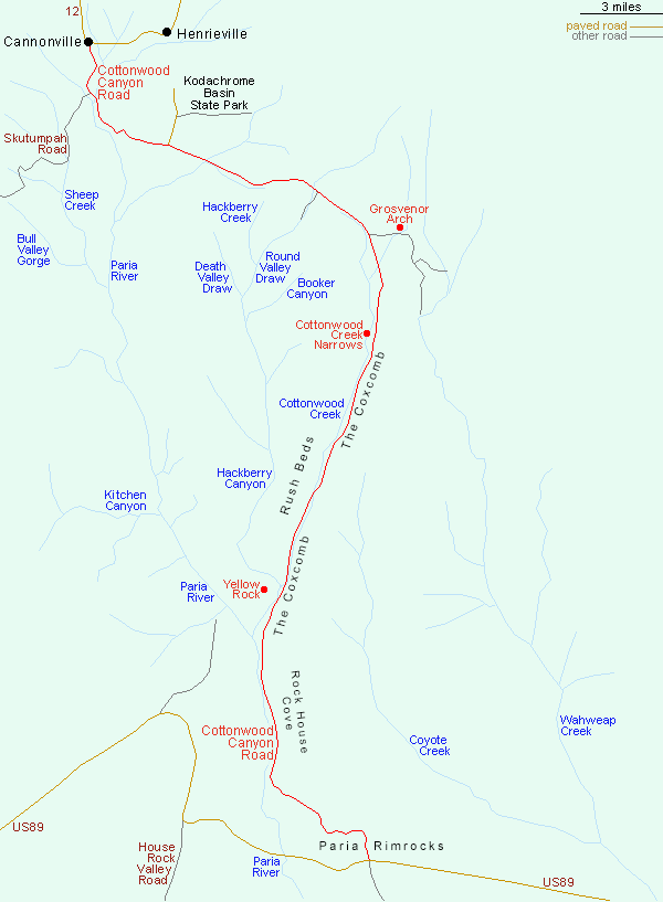 Map of Cottonwood Canyon Road
