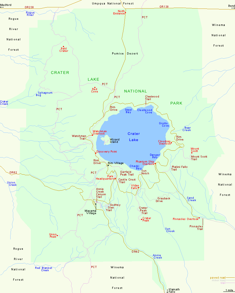 Map of Crater Lake National Park