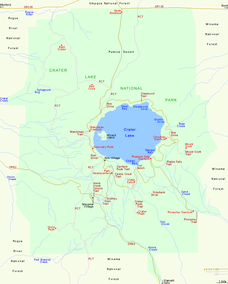 crater lake national park map Map Of Crater Lake National Park Oregon crater lake national park map
