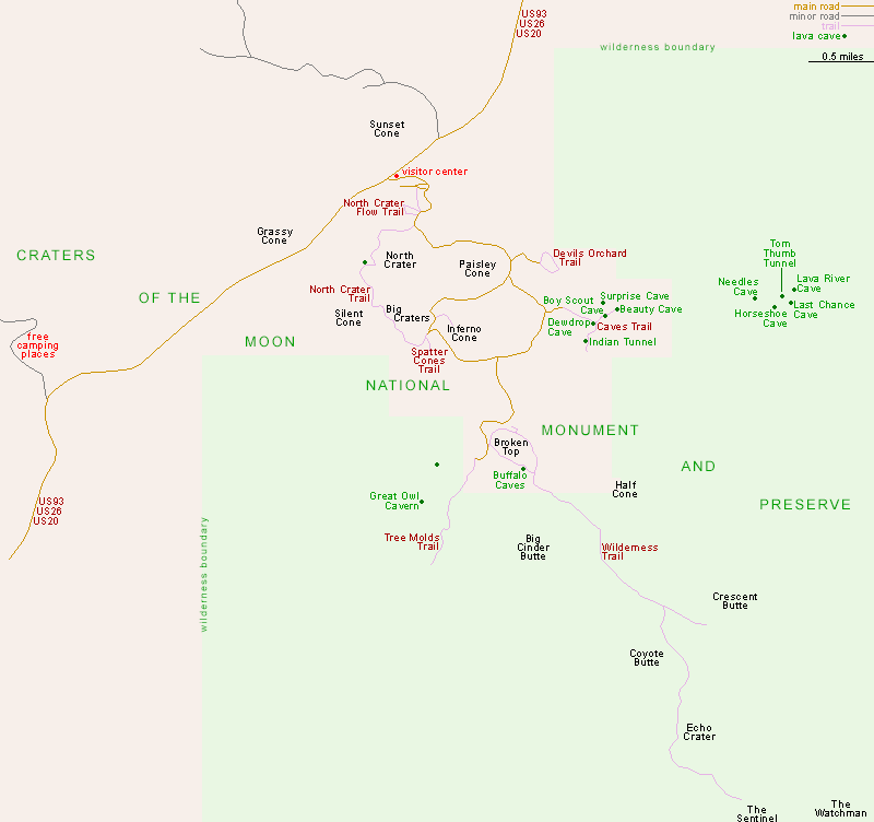 Map of Craters of the Moon National Monument and Preserve