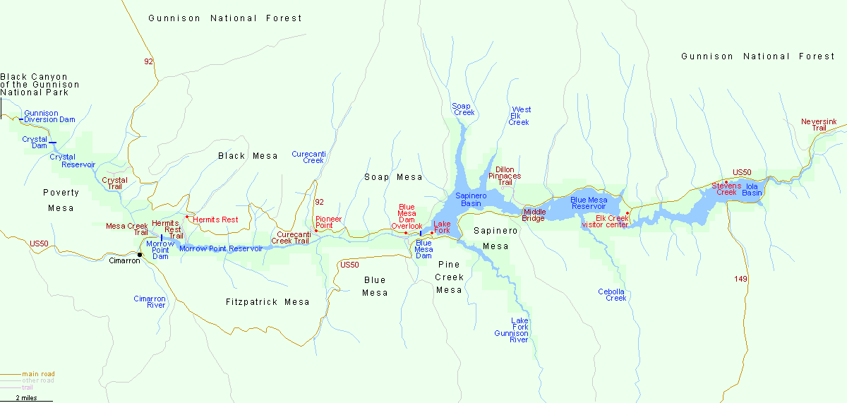 Map of Curecanti National Recreation Area