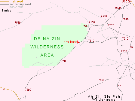 Map of De-Na-Zin Wilderness Area