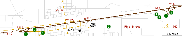 Map of Hotels in Deming