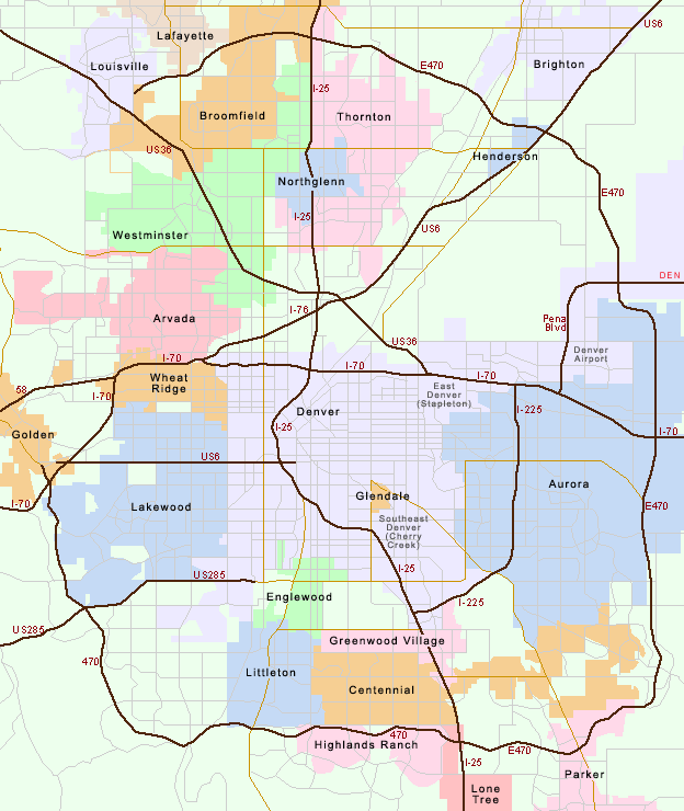 Map Of Denver And Surrounding Area