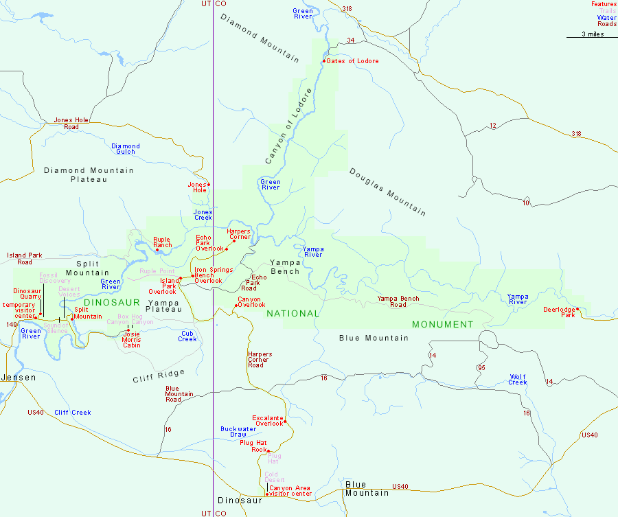 Map of Dinosaur National Monument