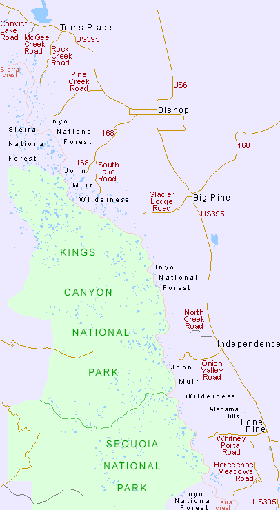 Access roads to the Eastern Sierra