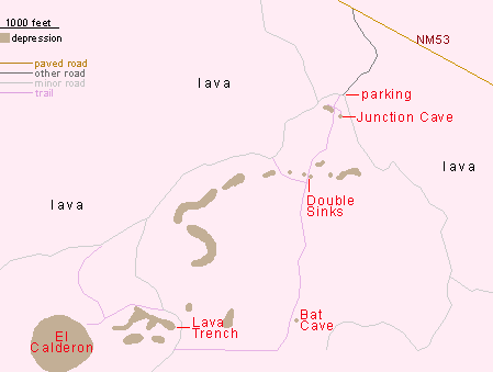 Map of El Calderon area, El Malpais National Monument