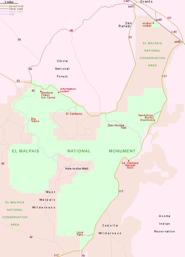 Map of El Malpais National Monument