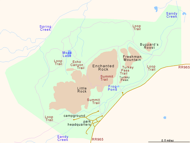 Map of Enchanted Rock State Natural Area