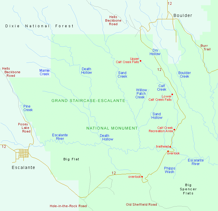 Map of Hell's Backbone Road