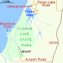 Map of Floras Lake State Park