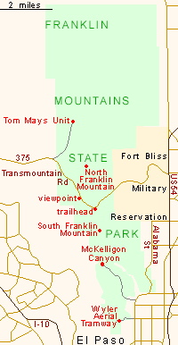 Map of Franklin Mountains State Park