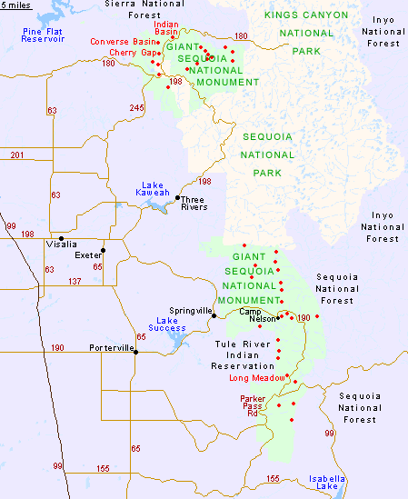 Map of Giant Sequoia National Monument