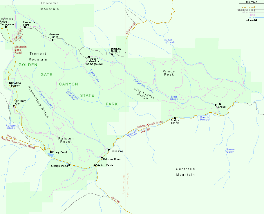 Map of Golden Gate Canyon State Park
