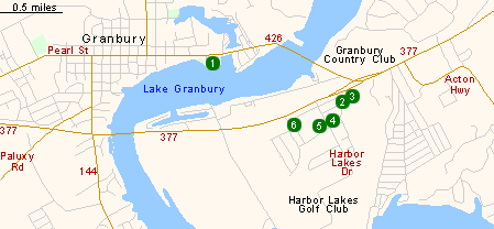 Map of Hotels in Granbury
