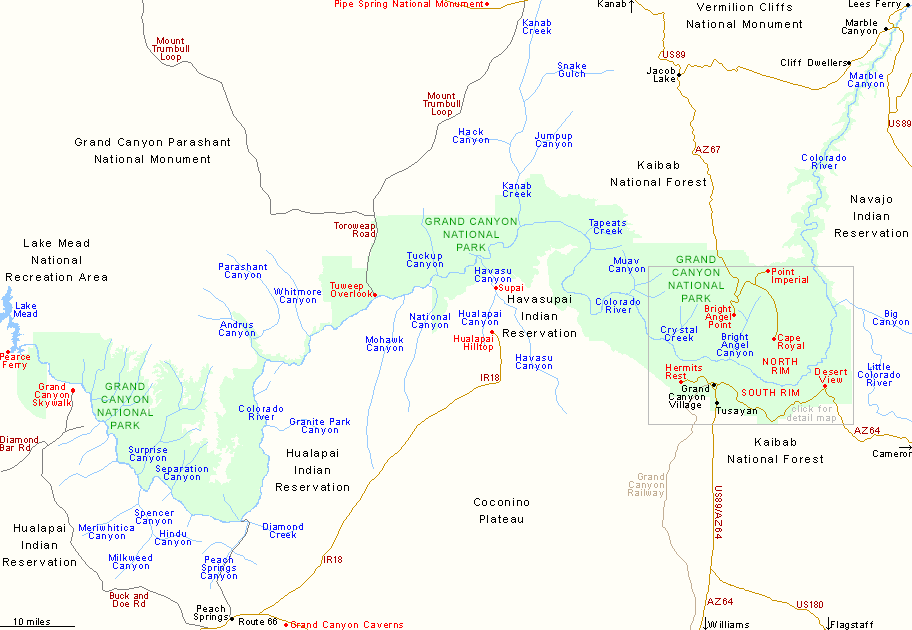 Map Of Grand Canyon National Park Arizona