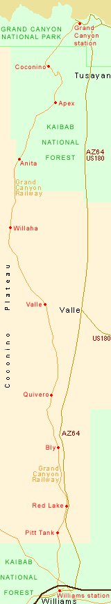 Map of Grand Canyon Railway