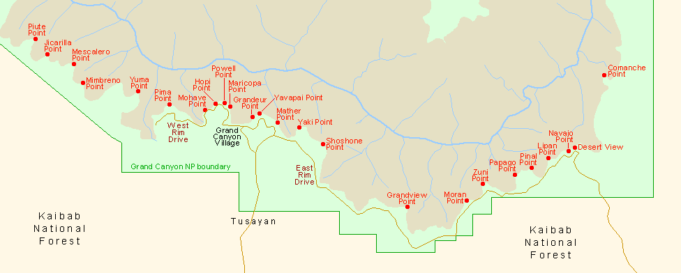 South Rim Grand Canyon Viewpoints