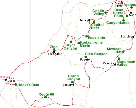 Map of the Grand Circle tour