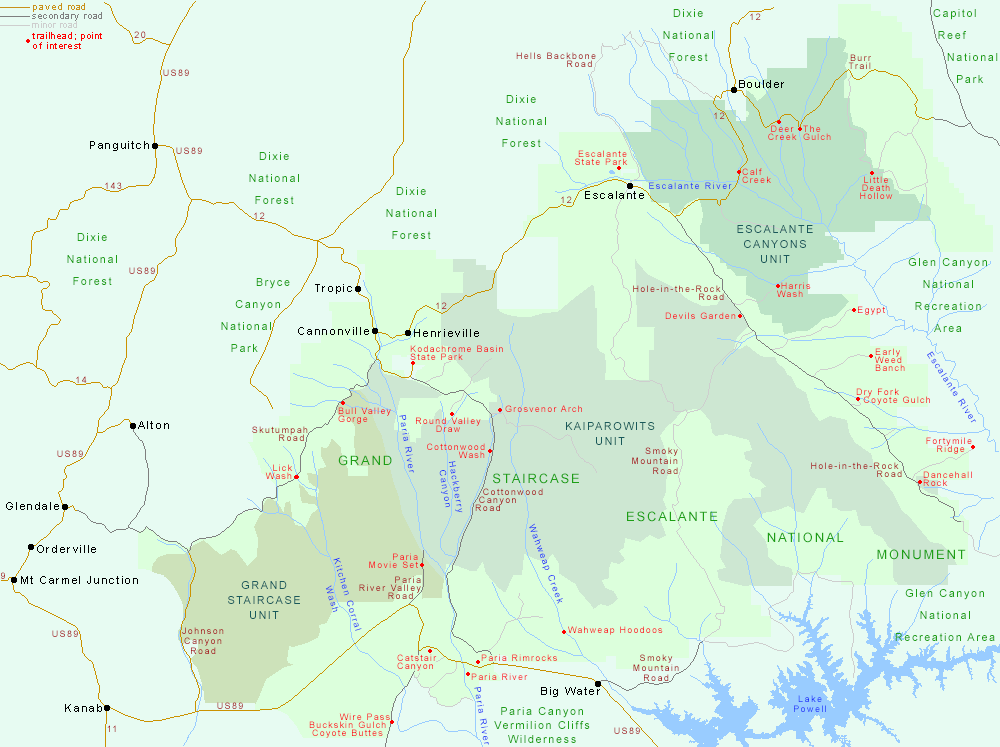 Map of Grand Staircase-Escalante National Monument