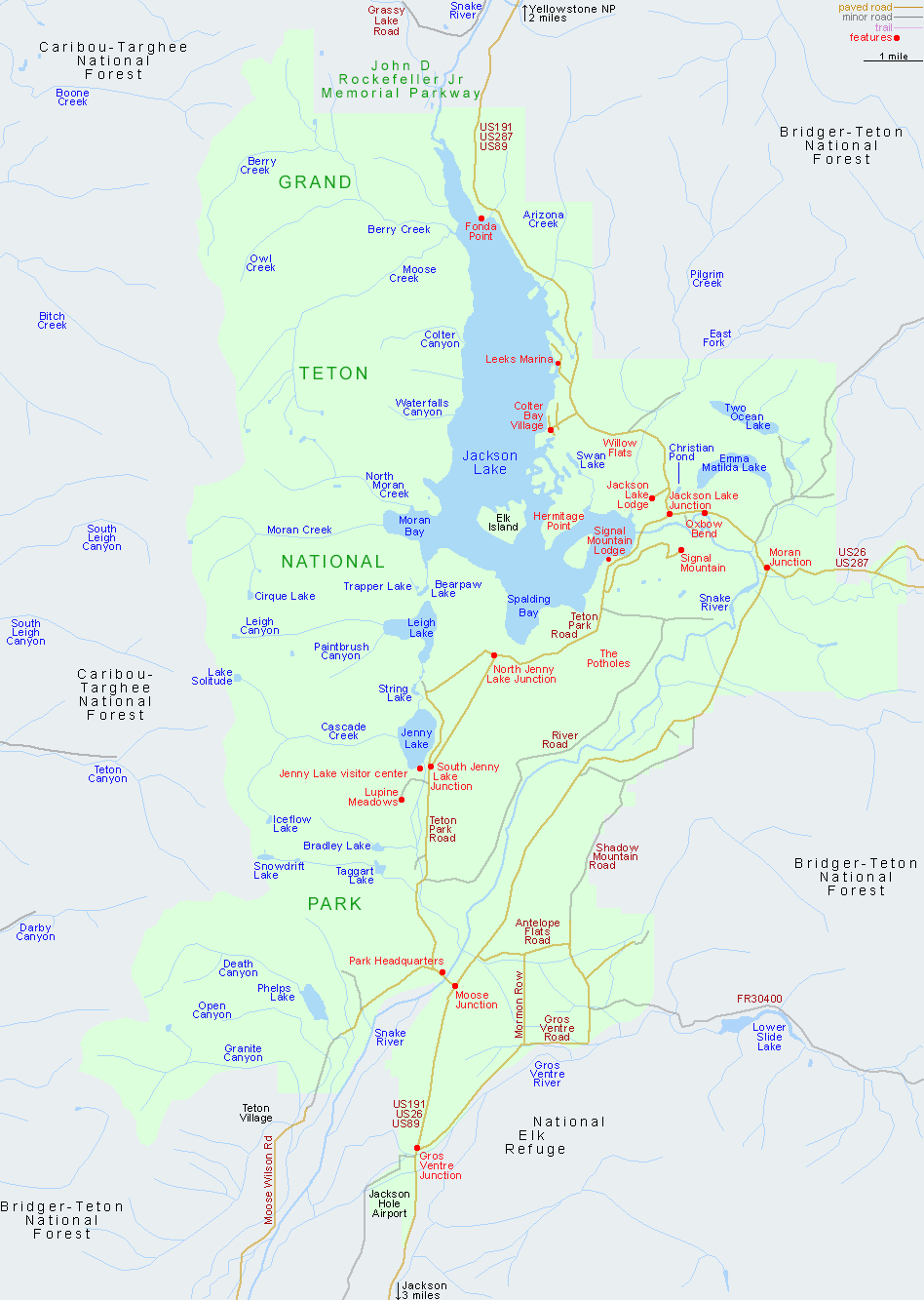 Map of Grand Teton National Park