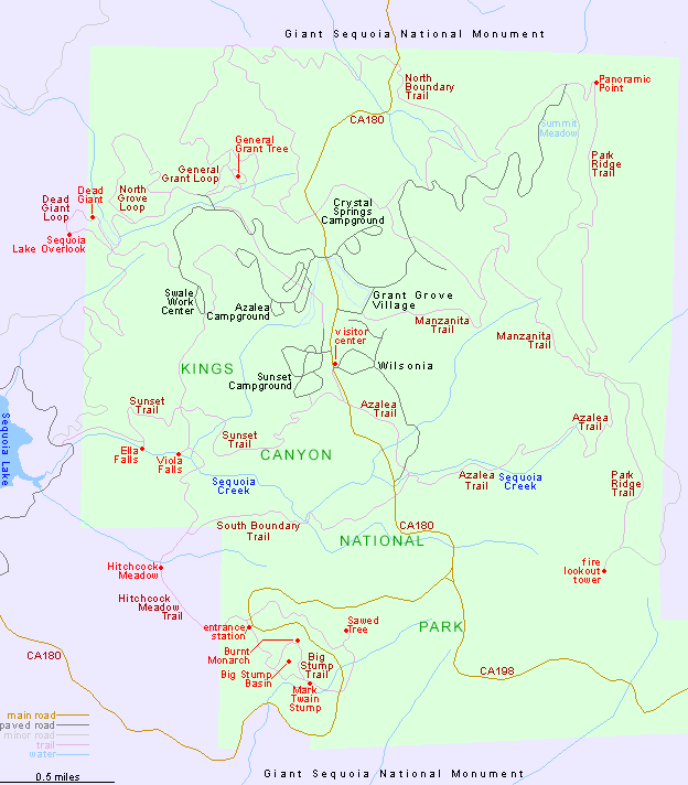Map of Grant Grove, Kings Canyon National Park