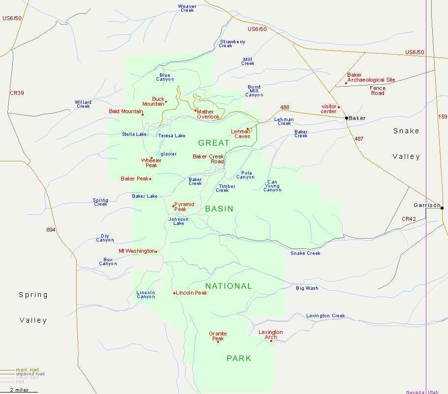 Map of Great Basin National Park