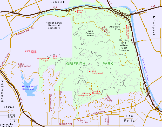 Map of Griffith Park