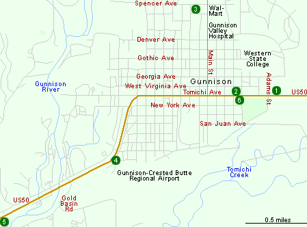 Map of Hotels in Gunnison